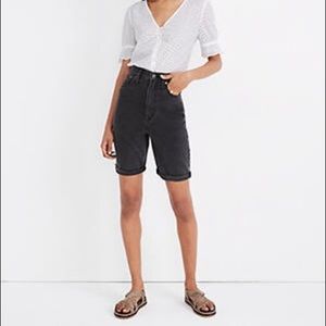 Madewell black long denim shorts